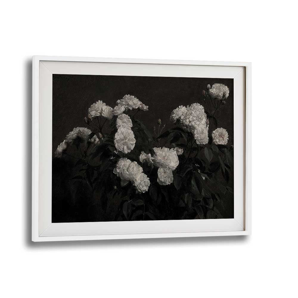 Cryptic Bloom Cradle Gothic Wall Art Prints in White Frame With Mount