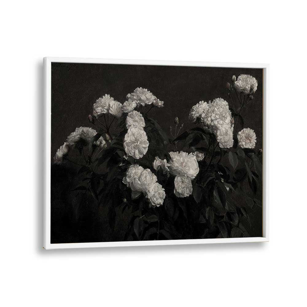 Cryptic Bloom Cradle Gothic Wall Art Prints in White Plain Frame