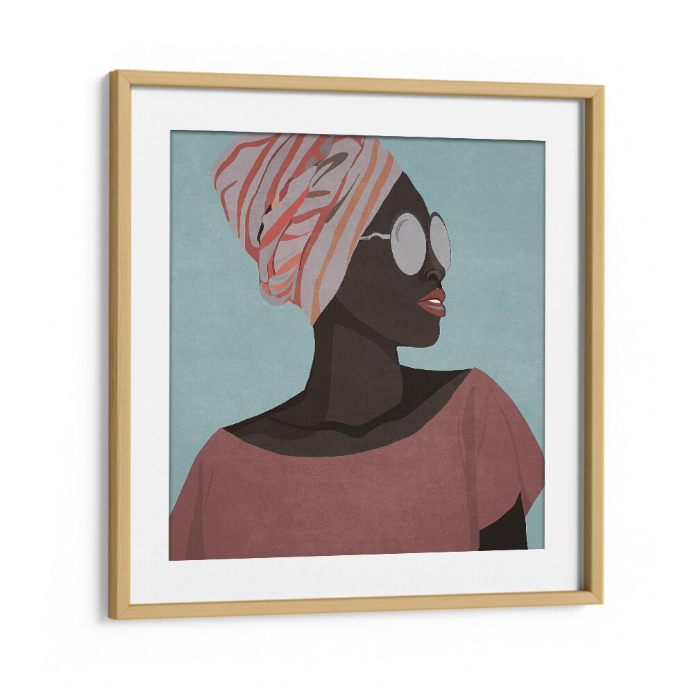 Cuban Turkuaz By Emel Tunaboylu Women Illustrations paintings in Oak Wood Frame With Mount