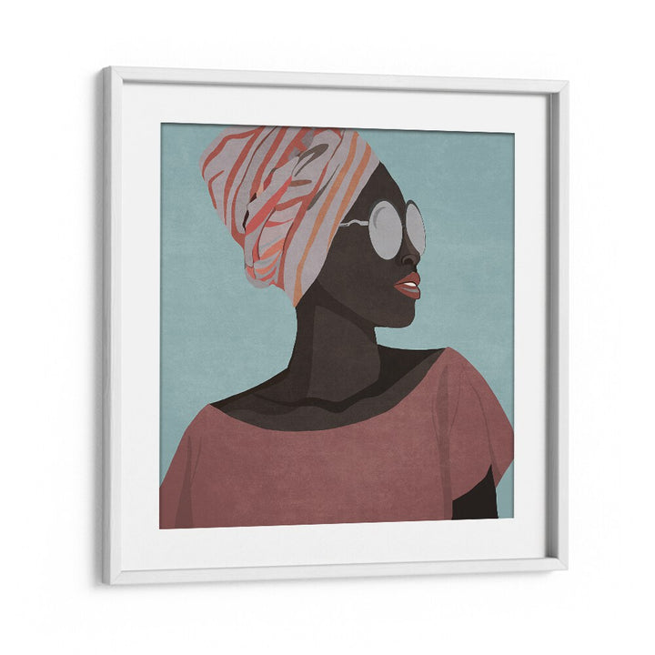 Cuban Turkuaz By Emel Tunaboylu Women Illustrations paintings in White Frame With Mount