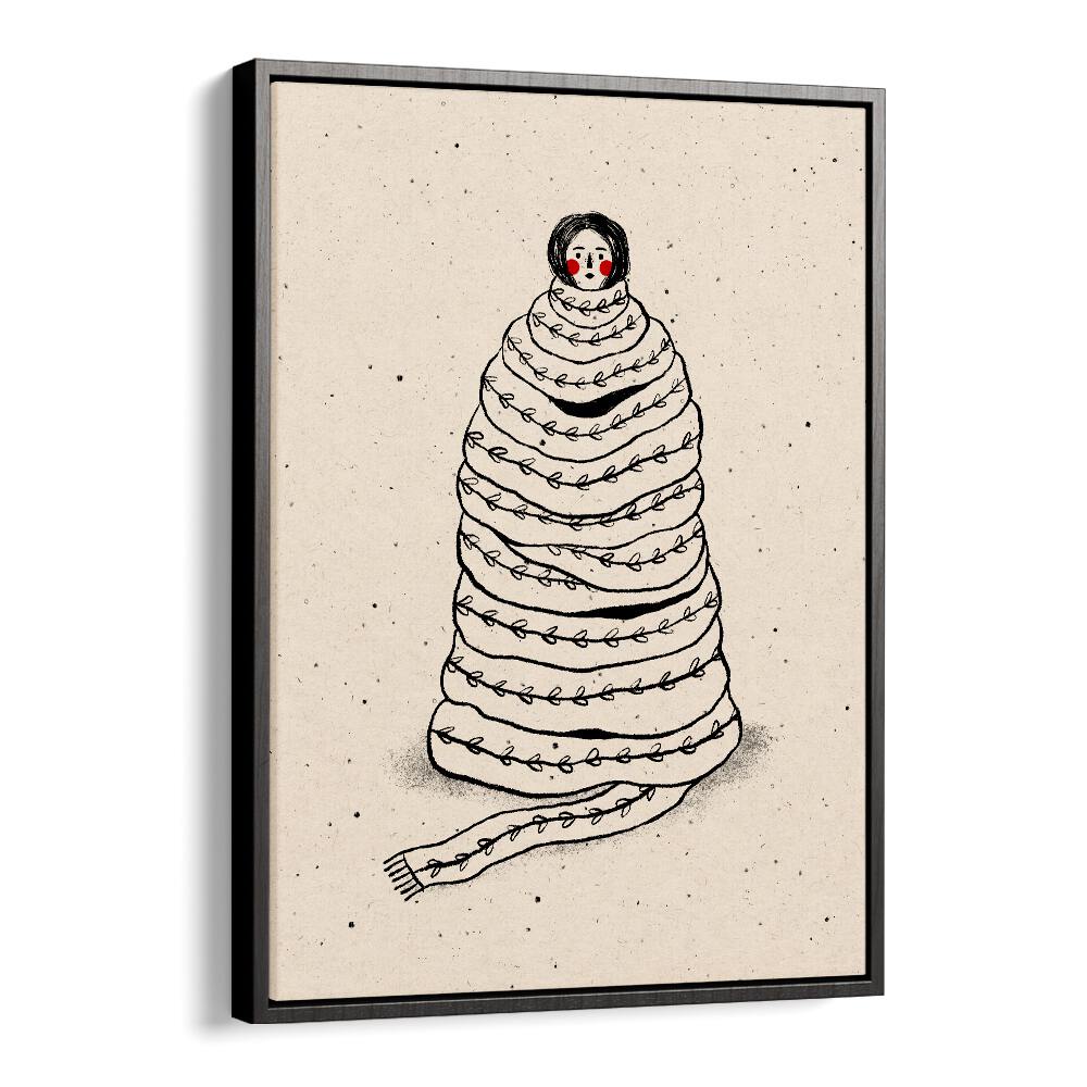 Cuddled Up in Knits By Julia Leister Wall Art Prints in Black Floater Frame