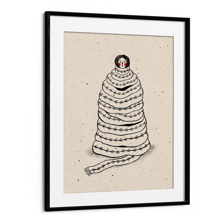 Cuddled Up in Knits By Julia Leister Wall Art Prints in Black Frame With Mount