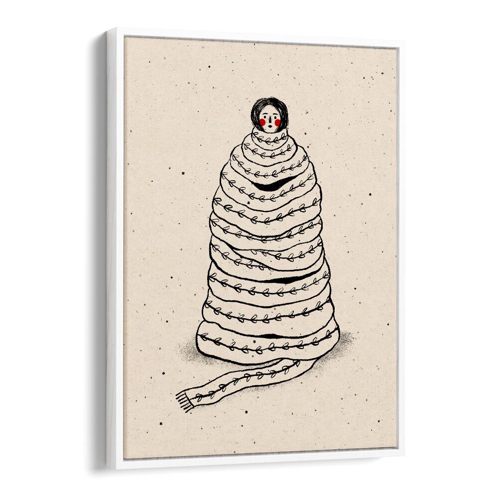 Cuddled Up in Knits By Julia Leister Wall Art Prints in White Floater Frame