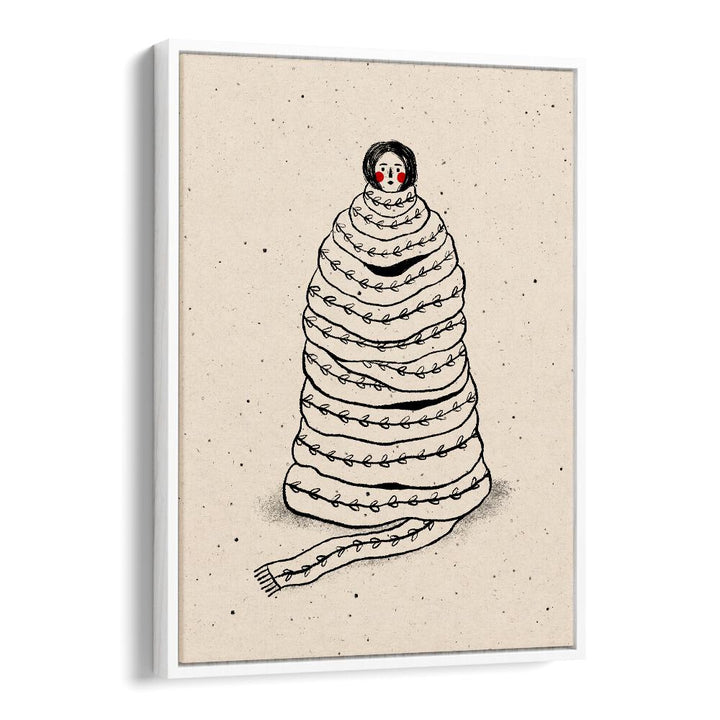 Cuddled Up in Knits By Julia Leister Wall Art Prints in White Floater Frame