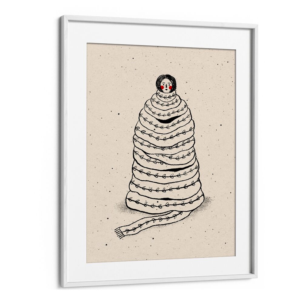 Cuddled Up in Knits By Julia Leister Wall Art Prints in White Frame With Mount