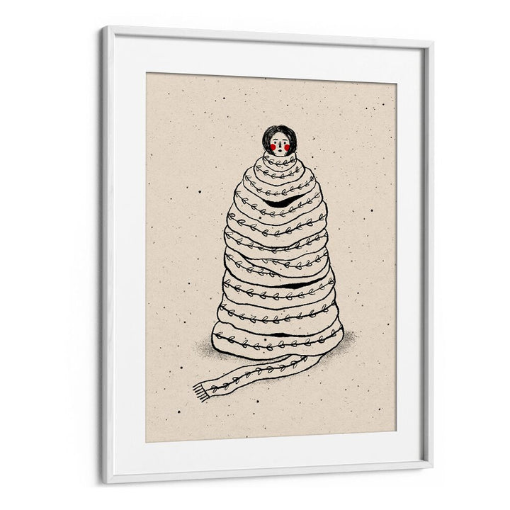 Cuddled Up in Knits By Julia Leister Wall Art Prints in White Frame With Mount