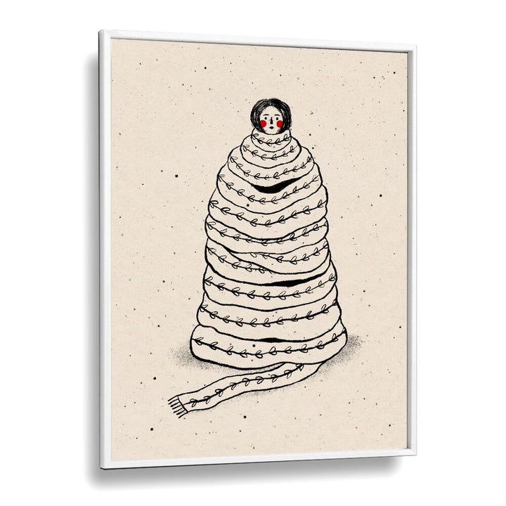 Cuddled Up in Knits By Julia Leister Wall Art Prints in White Plain Frame