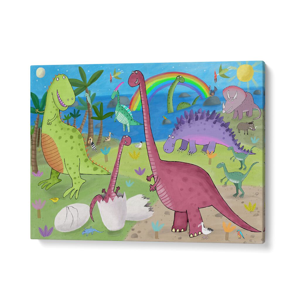 Cute Dinosaur In The Jurassic Park By Carla Daly Kids Room Art in Gallery Wrap