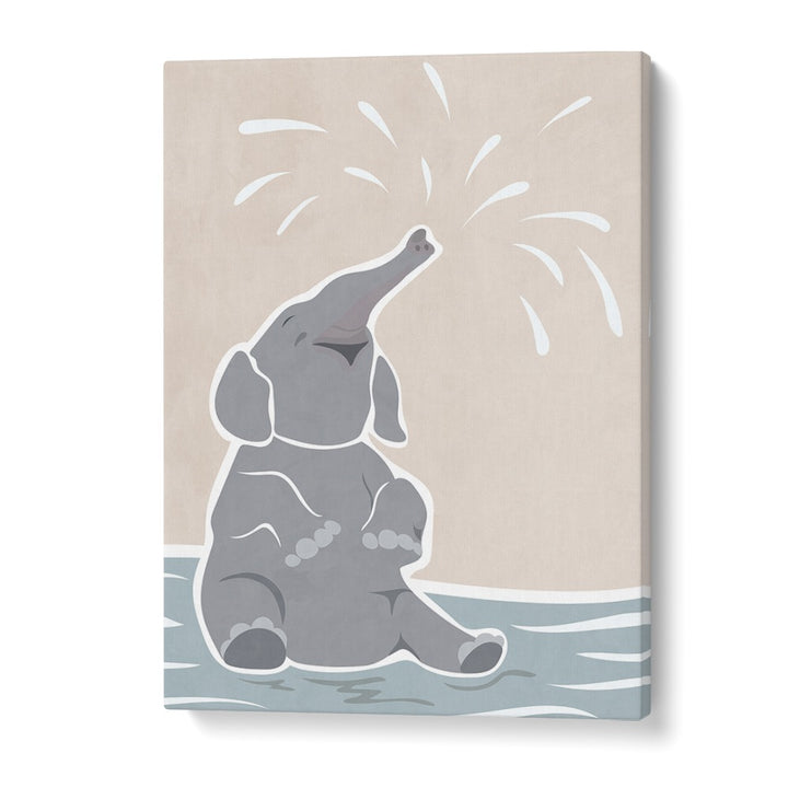 Cute Scandi Elephant Childrens Art By Sarah Manovski Wildlife Art Print in Gallery Wrap