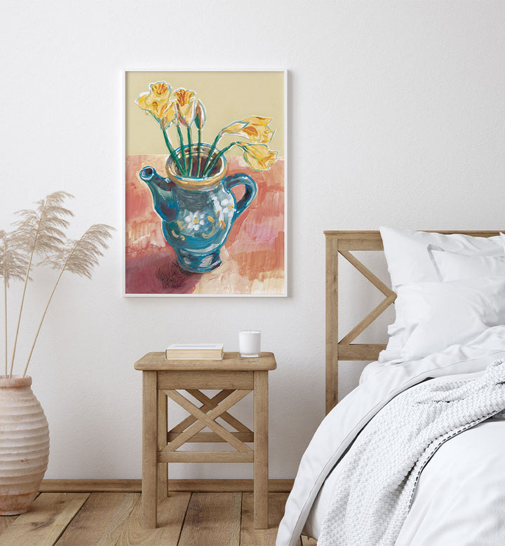 DAFFODILS IN BLUE TEAPOT