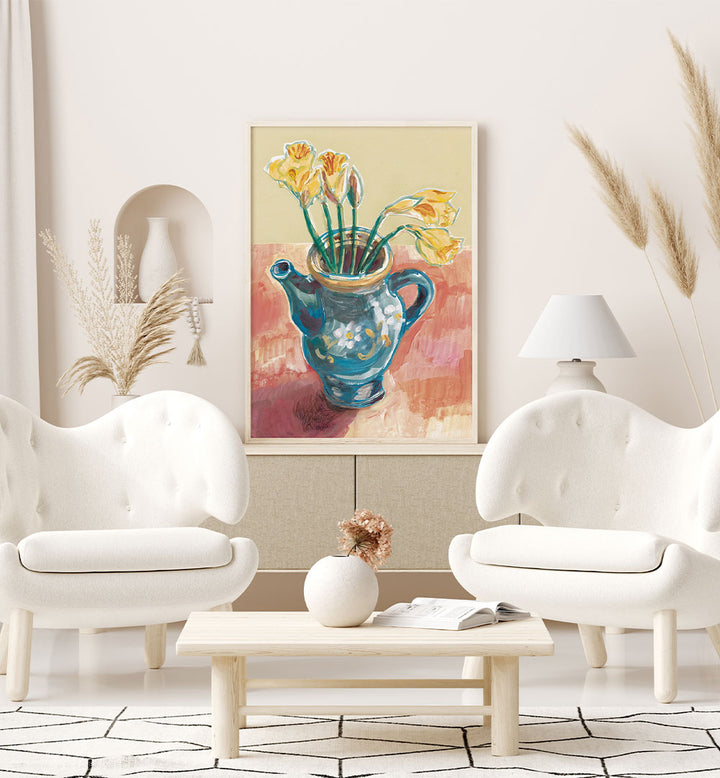 DAFFODILS IN BLUE TEAPOT