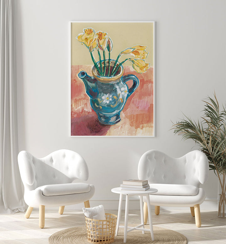 DAFFODILS IN BLUE TEAPOT