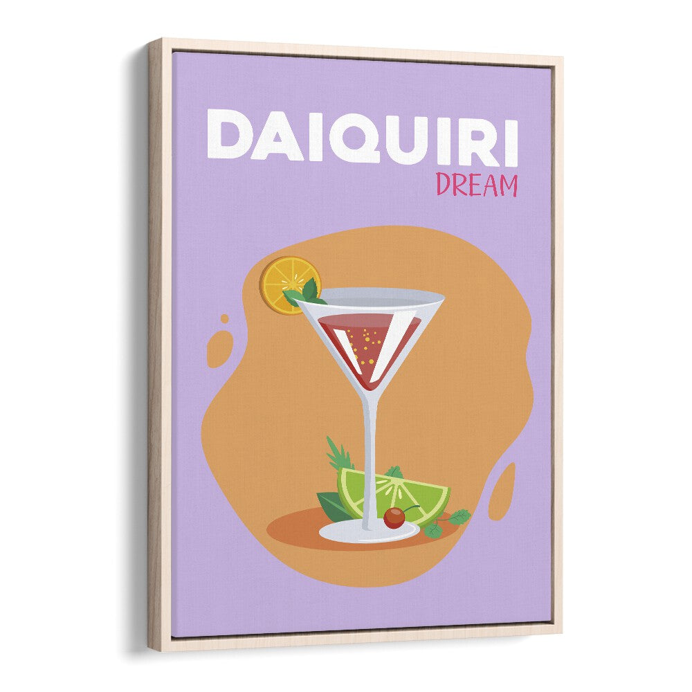 Daiquiri Dream Bar & Cafe Artwork in Oak Wood Floater Frame