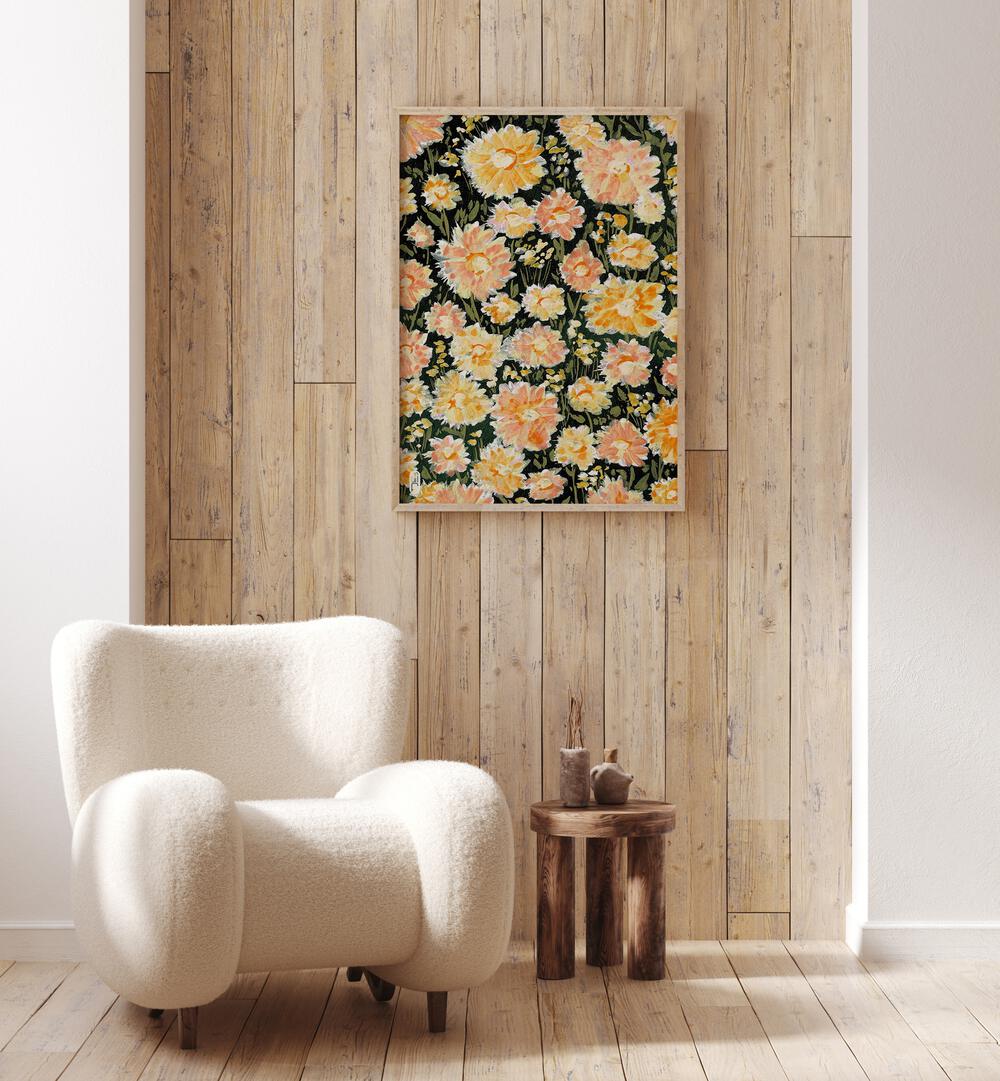 Daisies Botanical Flower Paintings Artwork Placed on a wall