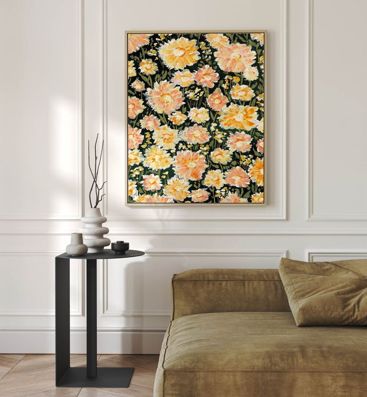 Daisies Botanical Flower Paintings Artwork Placed on a wall