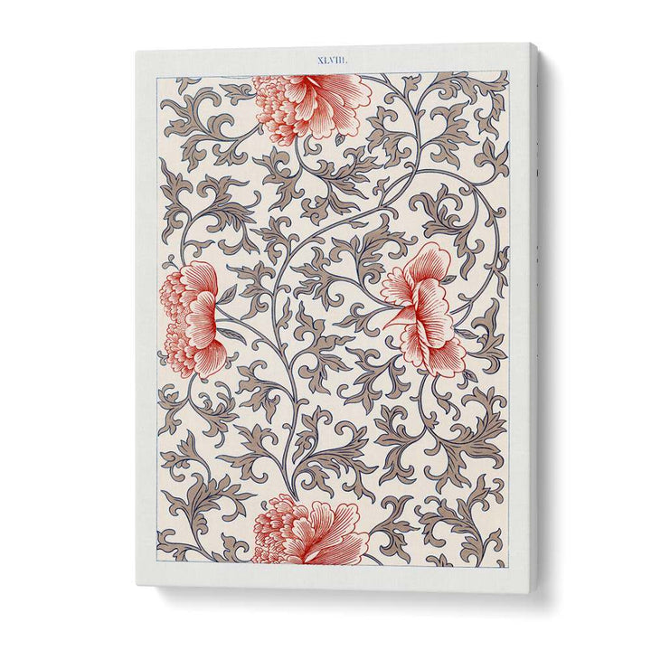 Damask Floral  Botanical Flower Paintings Artwork in Gallery Wrap