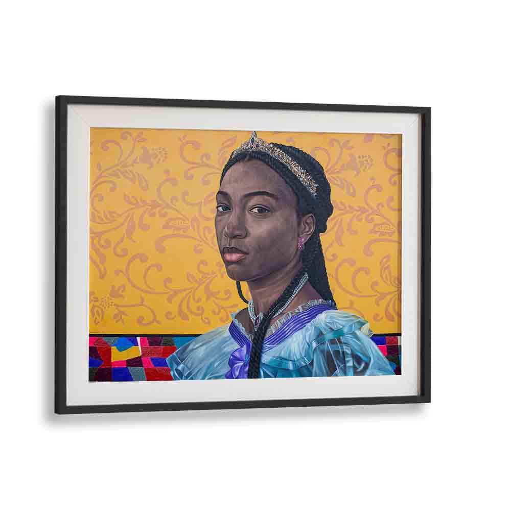 Damilare Jamiu - Figurative African Art Artwork in Black Frame With Mount