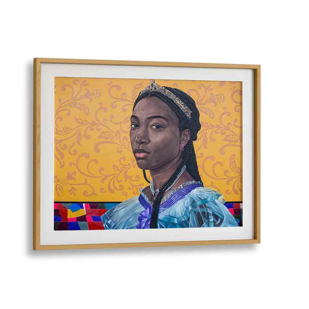 Damilare Jamiu - Figurative African Art Artwork in Oak Wood Frame With Mount