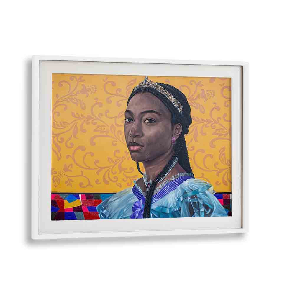 Damilare Jamiu - Figurative African Art Artwork in White Frame With Mount