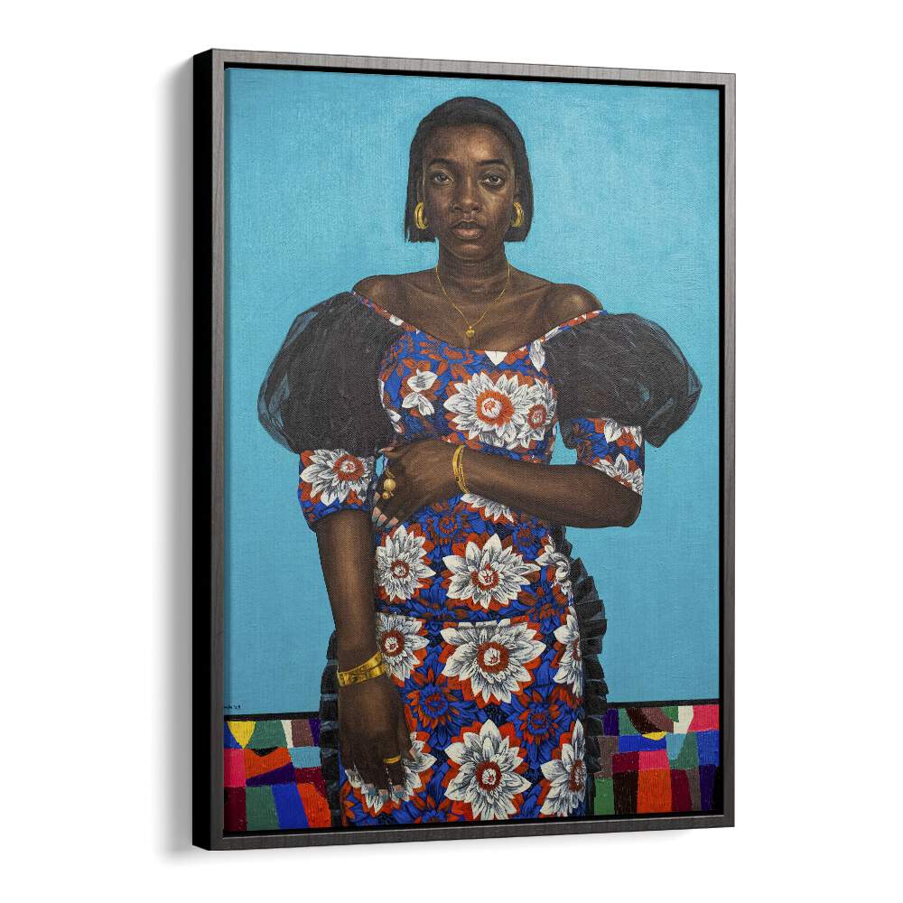 Damilare Jamiu - Oil Paint African Art Artwork in Black Floater Frame