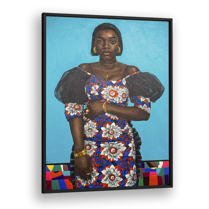 Damilare Jamiu - Oil Paint African Art Artwork in Black Plain Frame