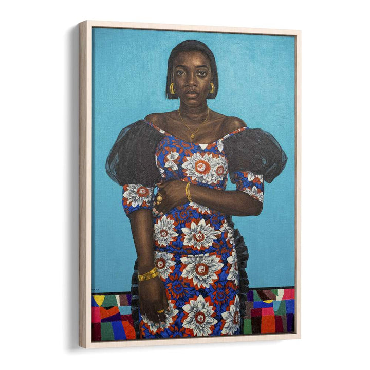 Damilare Jamiu - Oil Paint African Art Artwork in Oak Wood Floater Frame