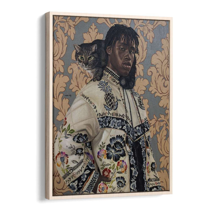 Damilare Jamiu One Kodak - Moment African Art Artwork in Oak Wood Floater Frame