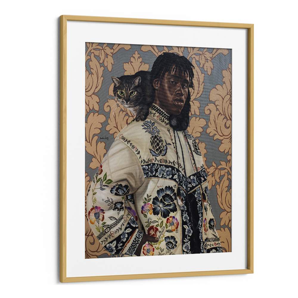 Damilare Jamiu One Kodak - Moment African Art Artwork in Oak Wood Frame With Mount