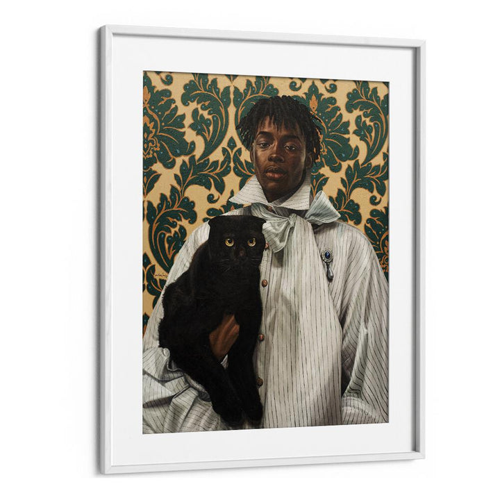 Damilare Jamiu - Shared Tenderness African Art Artwork in White Frame With Mount