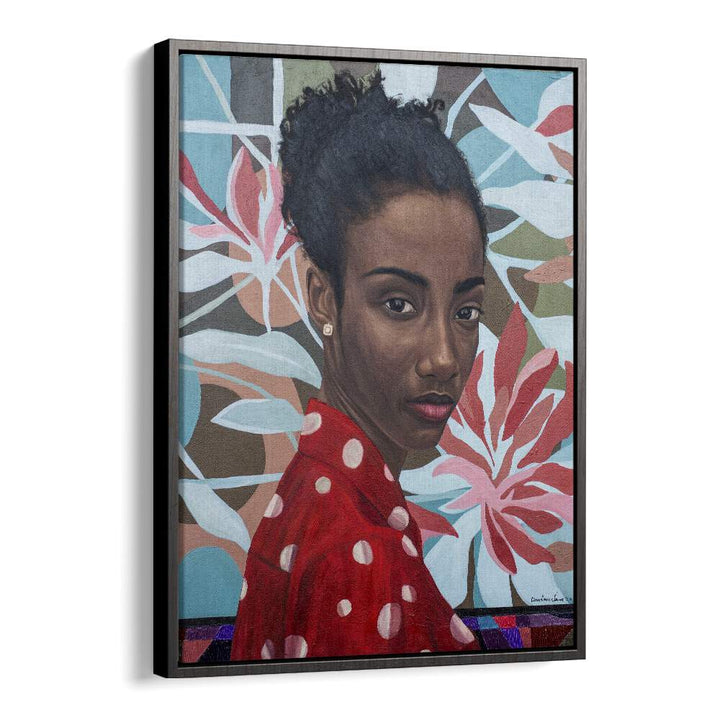 Damilare Jamiu - Woman African Art Artwork in Black Floater Frame