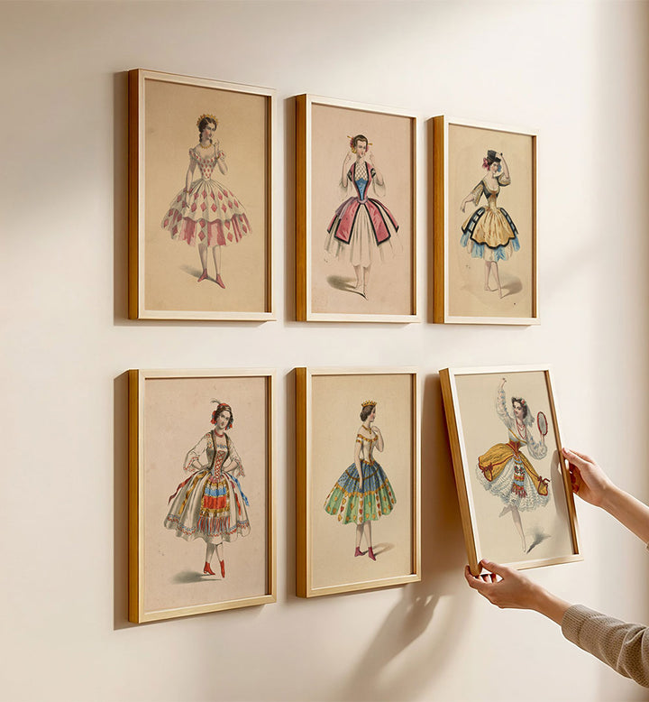 DANCING LADIES SET , SET OF 6 PAINTINGS