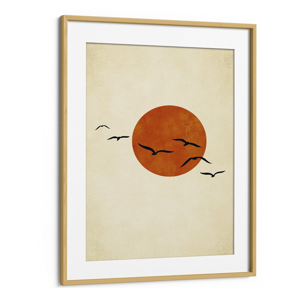 Dancing With The Sun Landscape Art Artwork in Oak Wood Frame With Mount