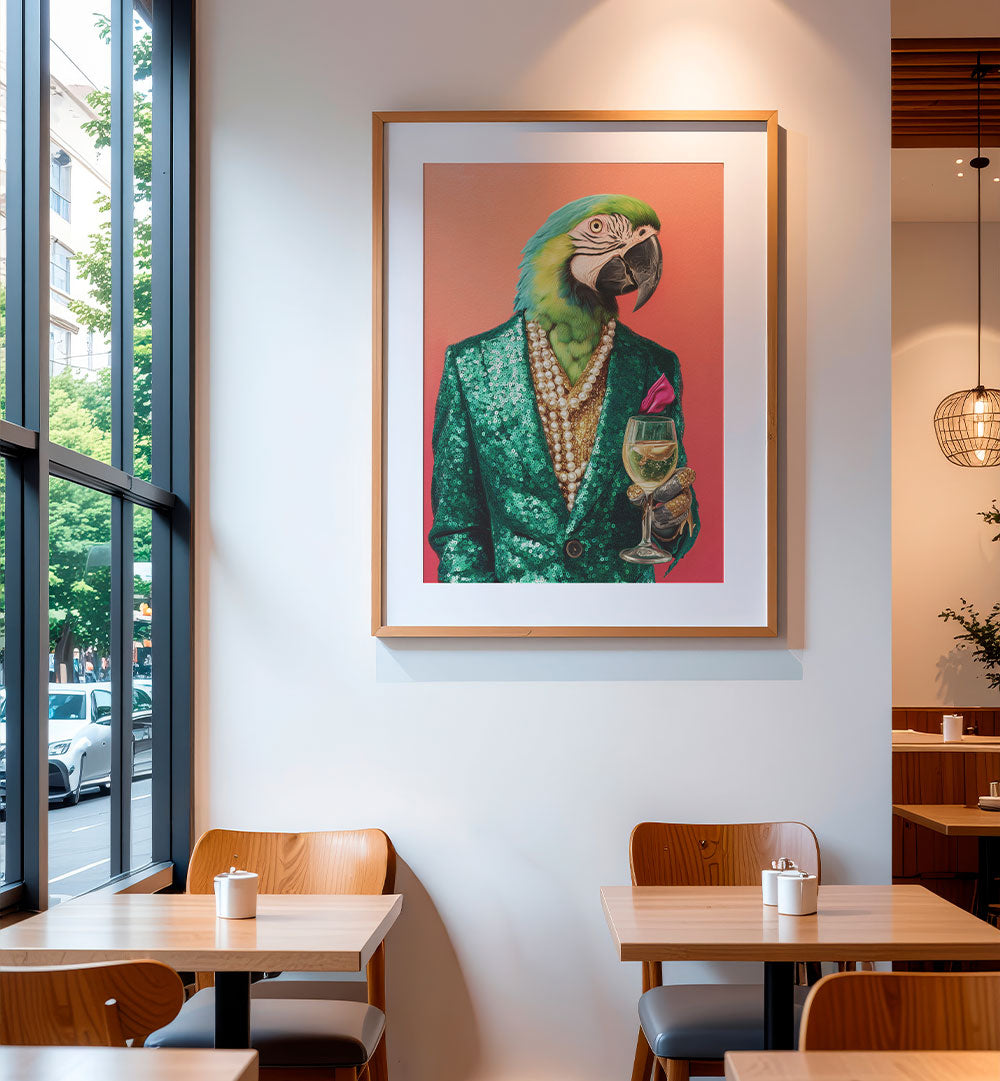 DAPPER PARROT WITH WINE