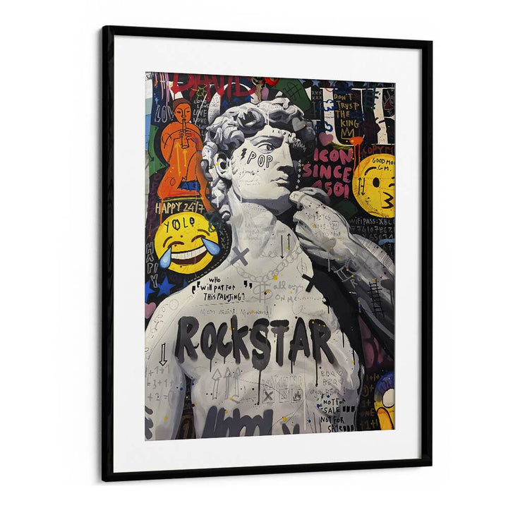 David Of Michelangelo Pop Art Artwork in Black Frame With Mount