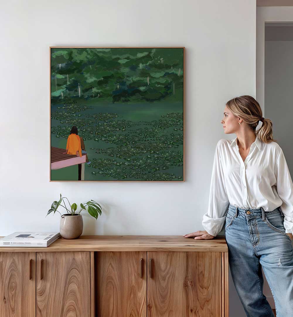DAYDREAMING AT THE LAKE , PORTRAITS & FIGURATIVE ILLUSTRATIONS