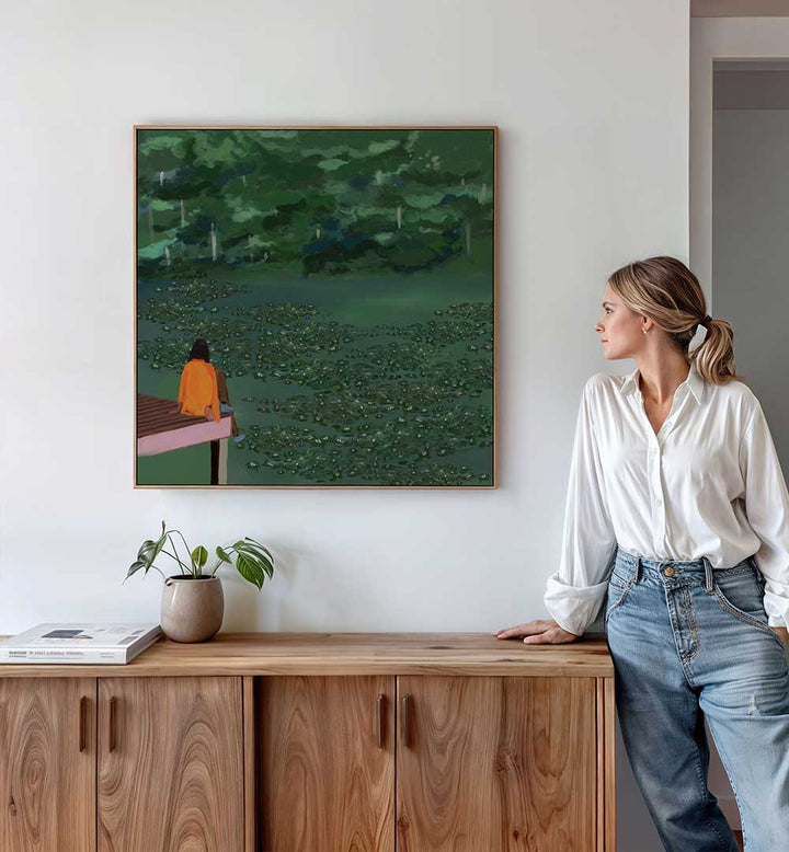 DAYDREAMING AT THE LAKE , PORTRAITS & FIGURATIVE ILLUSTRATIONS