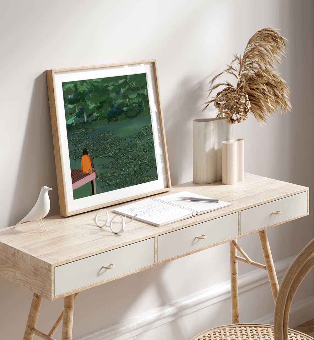 DAYDREAMING AT THE LAKE , PORTRAITS & FIGURATIVE ILLUSTRATIONS