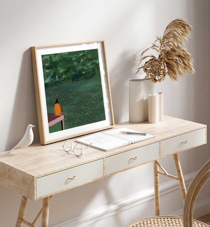 DAYDREAMING AT THE LAKE , PORTRAITS & FIGURATIVE ILLUSTRATIONS