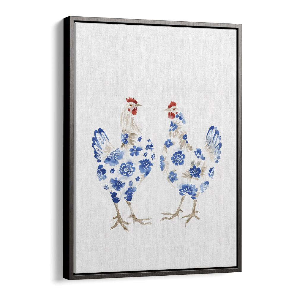 Decked Up Chickens Kids Art Artwork in Black Floater Frame
