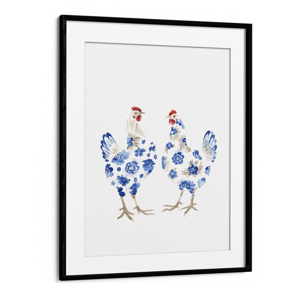 Decked Up Chickens Kids Art Artwork in Black Frame With Mount
