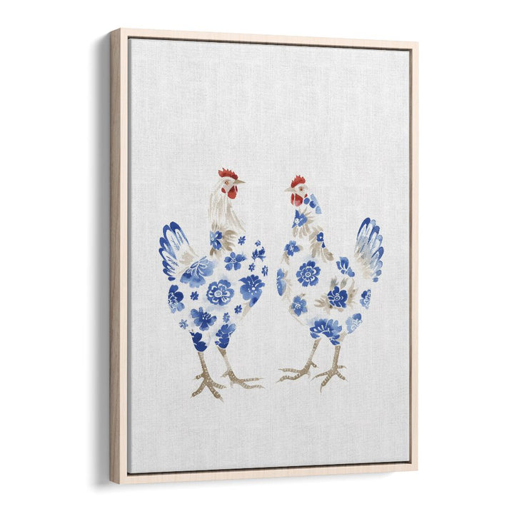 Decked Up Chickens Kids Art Artwork in Oak Wood Floater Frame
