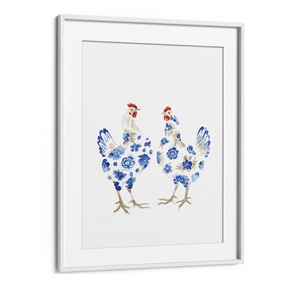 Decked Up Chickens Kids Art Artwork in White Frame With Mount