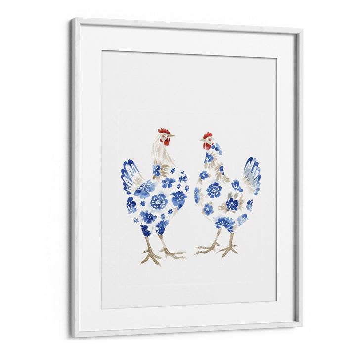 Decked Up Chickens Kids Art Artwork in White Frame With Mount