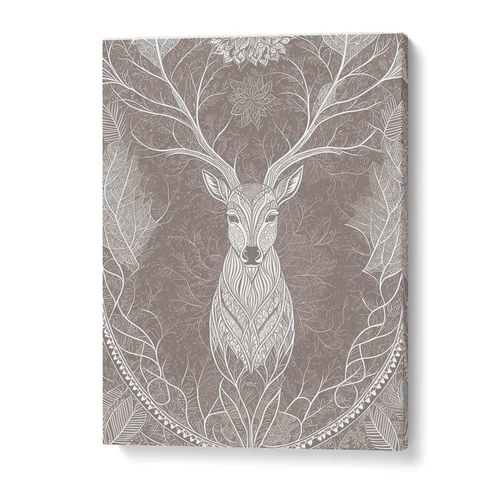 Deer In The Blossom's Embrace Vintage Art Artwork in Gallery Wrap