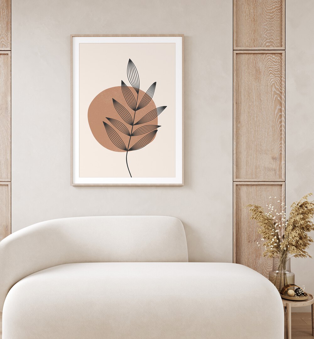 Delicate Leaf Abstract boho wall art painting Artwork Hanged on a Wal