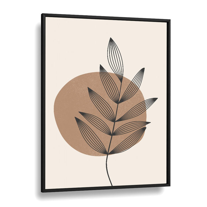 Delicate Leaf Abstract boho wall art painting Artwork in Black Plain Frame