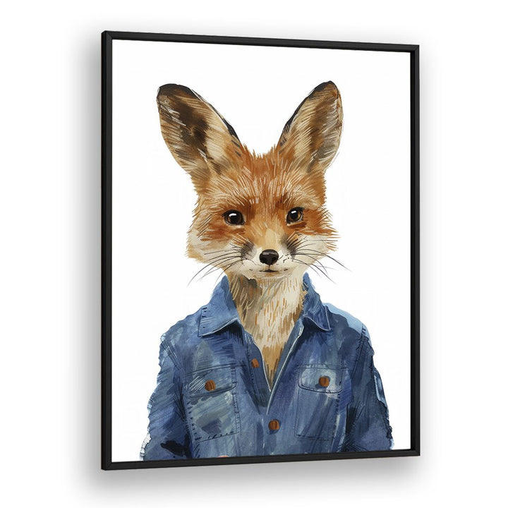 Denim Dapper Jackal Kids art Artwork in Black Plain Frame
