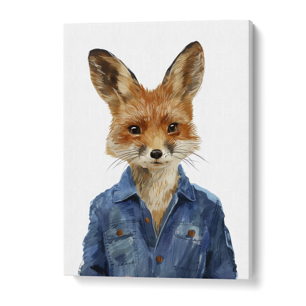 Denim Dapper Jackal Kids Art Artwork in Gallery Wrap
