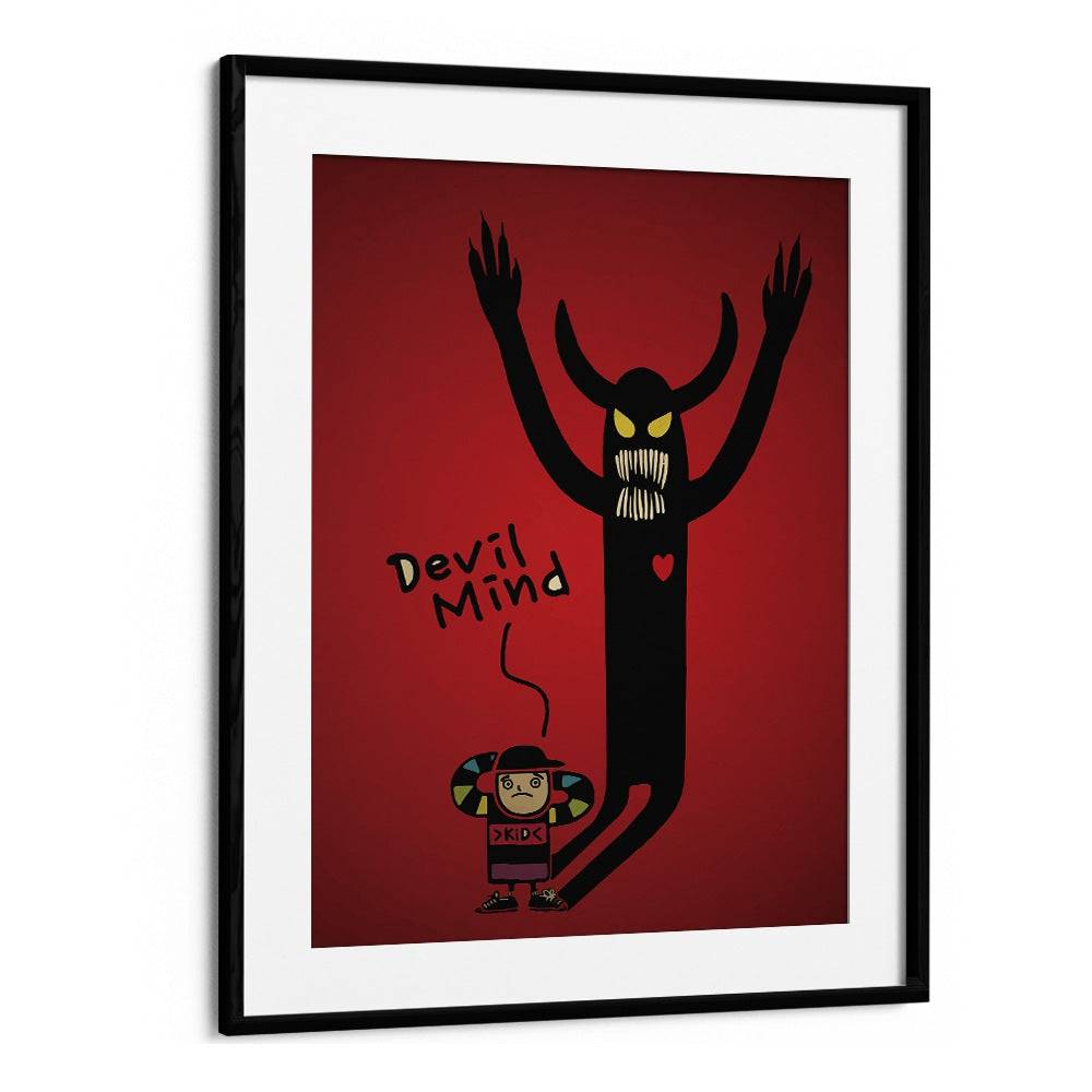 Devil Mind Comic Art Artwork in Black Frame With Mount