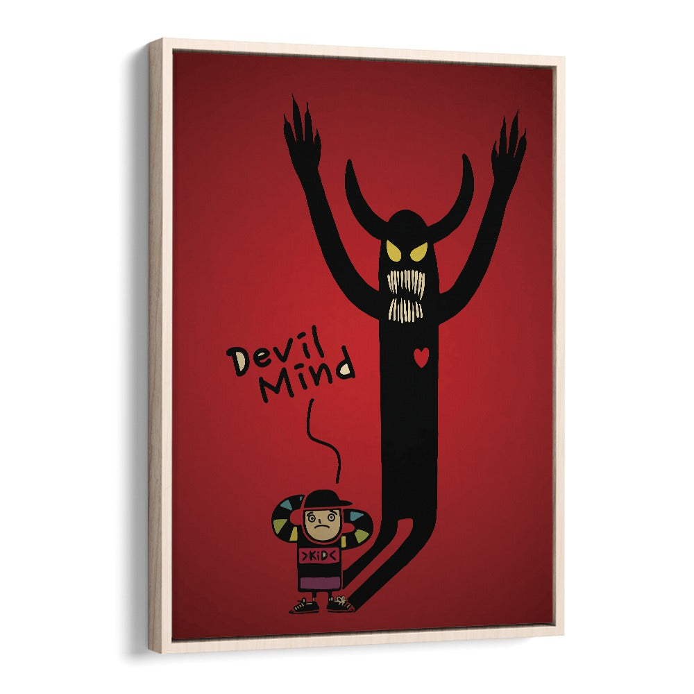 Devil Mind Comic Art Artwork in Oak Wood Floater Frame